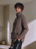 Women's Vintage-Style Elegant Casual Knit Cardigan With Stand Collar And Asymmetric Front Closure ZMZ1504I5ZYY