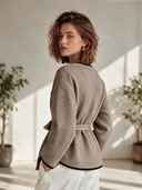 Women's American Retro Casual Herringbone Crew-Neck Jacket ZMZ1533I3ZYY