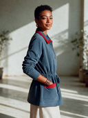 Women's American Retro Casual Color-Block Faux Suede Zip-Up Jacket ZMZ1568I3ZYY