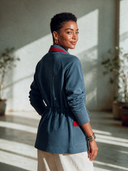 Women's American Retro Casual Color-Block Faux Suede Zip-Up Jacket ZMZ1568I3ZYY