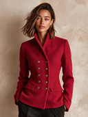 Women's Military-Style Double-Breasted Faux Wool Blend Jacket ZMZ1539I2XT