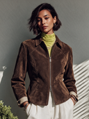 Women's American Retro Casual Faux Suede Zip-Front Jacket ZMZ1514I3ZYY