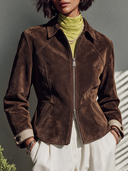 Women's American Retro Casual Faux Suede Zip-Front Jacket ZMZ1514I3ZYY
