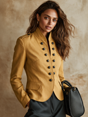 Women's Minimalist Solid-color Double-breasted Military-style Jacket ZMZ1571I2XT