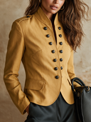 Women's Minimalist Solid-color Double-breasted Military-style Jacket ZMZ1571I2XT