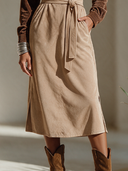 Women's American Retro Casual Corduroy And Faux Suede Patchwork Midi Dress ZMZ1581I7ZYY