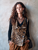 Women's Fashionable Leopard Print Faux Suede Three-Button Vest ZMZ1629I6SWL