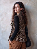 Women's Fashionable Leopard Print Faux Suede Three-Button Vest ZMZ1629I6SWL