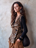 Women's Fashionable Leopard Print Faux Suede Three-Button Vest ZMZ1629I6SWL