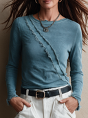 Women's Retro Casual Knitted Frayed Edge Pullover Long-Sleeve Sweater T-Shirt ZMZ1648I6ZJY