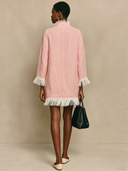 Women's Resort-Style Cotton Linen Patchwork Tassel Long-Sleeved Mini Dress ZMZ1545I2XT