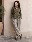 Women's Classic Army Green Faux Suede Stand Collar Zipper Slim Fit Jacket ZMZ1645I5SWL