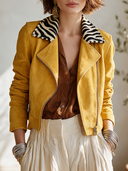 Women's American Retro Casual Lapel Collar Faux Suede Zip-Up Jacket ZMZ1712I6ZYY