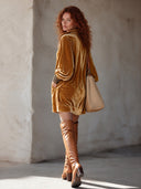 Women's Fashion Velvet Zipper Collar Long Sleeve Mini Dress ZMZ1799I8SWL