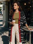 Women's Vintage-Style Elegant Color-Block Knit Cardigan With Single-Breasted Closure ZMZ1783I9ZYY