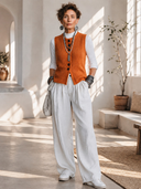 Women's Vintage-Style Elegant Single-Breasted Knit Vest ZMZ1783I8ZYY
