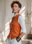 Women's Vintage-Style Elegant Single-Breasted Knit Vest ZMZ1783I8ZYY