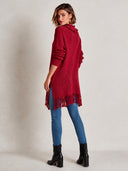 Women's Solid Color Ruffled Turtleneck Off-shoulder Tassel Hem Loose Sweater ZMZ1712I2XT