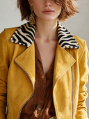 Women's American Retro Casual Lapel Collar Faux Suede Zip-Up Jacket ZMZ1712I6ZYY
