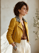 Women's American Retro Casual Lapel Collar Faux Suede Zip-Up Jacket ZMZ1712I6ZYY