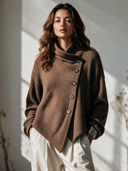 Women's Vintage Casual Asymmetric Single-Breasted Knit Cardigan ZMZ1720I6ZYY