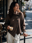 Women's Vintage Casual Asymmetric Single-Breasted Knit Cardigan ZMZ1720I6ZYY