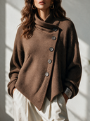 Women's Vintage Casual Asymmetric Single-Breasted Knit Cardigan ZMZ1720I6ZYY
