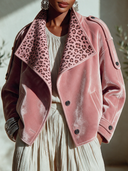 Women's American Retro Casual Leopard Print Collar Single-Breasted Velvet Jacket ZMZ1880I1ZYY