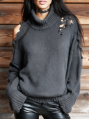 Women's Retro Casual Loose Cotton Yarn Ripped Frayed Edge Western Style Pullover Long-Sleeved Sweater ZMZ1858I5ZJY