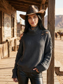 Women's Retro Casual Loose Cotton Yarn Ripped Frayed Edge Western Style Pullover Long-Sleeved Sweater ZMZ1858I5ZJY