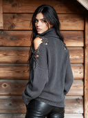 Women's Retro Casual Loose Cotton Yarn Ripped Frayed Edge Western Style Pullover Long-Sleeved Sweater ZMZ1858I5ZJY