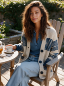 Women's Vintage Casual Striped Knit Cardigan ZMZ1808I3XT
