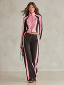 Women's Casual Color-Block Sporty Jacket And Pants Two-Piece Set ZMZ1832I7XT