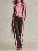 Women's Casual Color-Block Sporty Jacket And Pants Two-Piece Set ZMZ1832I7XT