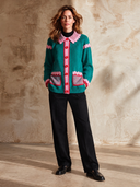Women's Color-Block Casual Single-Breasted Knit Cardigan ZMZ1837I0XT