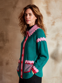 Women's Color-Block Casual Single-Breasted Knit Cardigan ZMZ1837I0XT