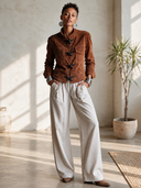 Women's Vintage Western-Style Faux Suede Jacket With Stand Collar And Toggle Fastenings ZMZ1788I2ZYY