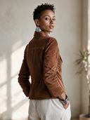 Women's Vintage Western-Style Faux Suede Jacket With Stand Collar And Toggle Fastenings ZMZ1788I2ZYY