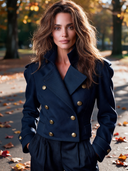 Women's Minimalist Navy Double-breasted Military-style Cropped Jacket ZMZ1882I4XT