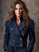 Women's Minimalist Navy Double-breasted Military-style Cropped Jacket ZMZ1882I4XT