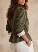 Women's Military-Inspired Cotton Utility Jacket With Gold-Tone Buttons ZMZ1457I3YZH