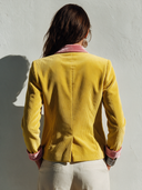 Women's French-style Elegant Single-breasted Color-Block Corduroy Blazer With Pink Velvet Lapel ZMZ1891I3ZYY