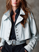 Women's Casual Minimalist Double-Breasted Denim Cropped Jacket ZMZ1761I1XT