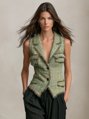Women's Frayed Tweed Notch Lapel Fitted Vest ZMZ1774I3YZH
