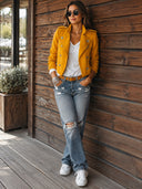 Women's Retro Casual Simple Double-Breasted British Style Short Jacket ZMZ1863I4ZJY