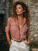 Women's Vintage Casual Street-Style Cotton-Linen Long-Sleeve Shirt ZMZ1865I7ZJY