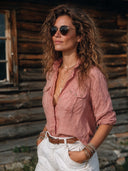 Women's Vintage Casual Street-Style Cotton-Linen Long-Sleeve Shirt ZMZ1865I7ZJY