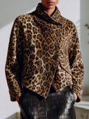 Women's American Retro Casual Leopard-Print Faux Suede Jacket With Asymmetric Front Closure ZMZ1813I3ZYY