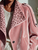 Women's American Retro Casual Leopard Print Collar Single-Breasted Velvet Jacket ZMZ1880I1ZYY