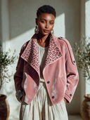 Women's American Retro Casual Leopard Print Collar Single-Breasted Velvet Jacket ZMZ1880I1ZYY